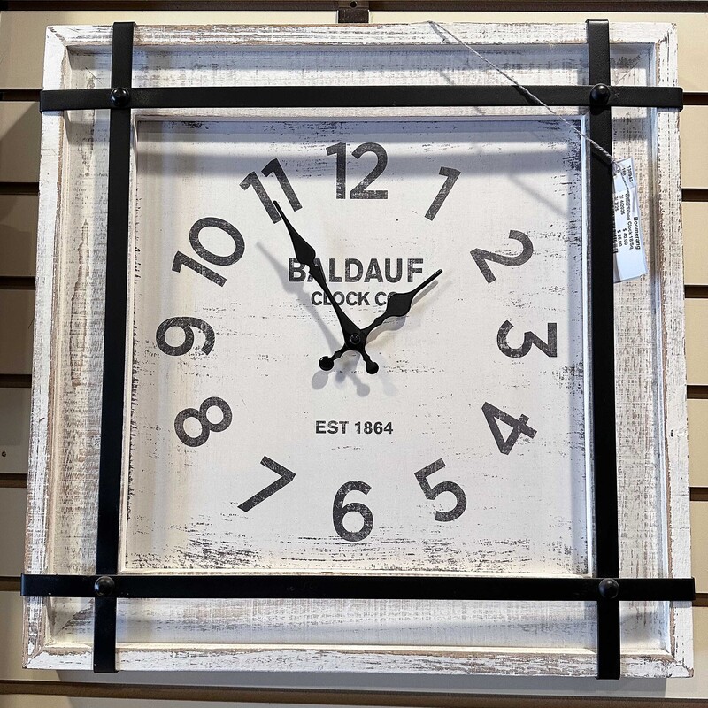 White Wood Clock 18 Sq.