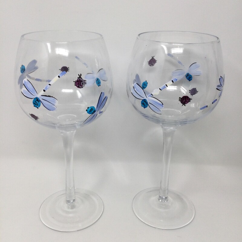 Dragonfly Stemware,
Clear/Blue,
Size: 9.5 X 4.5 In
Set Of 2