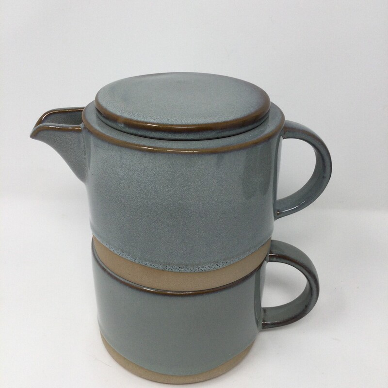 Indigo Teapot & Mug,
Blue/Sand,
Size: 6.5 X 6.5 In