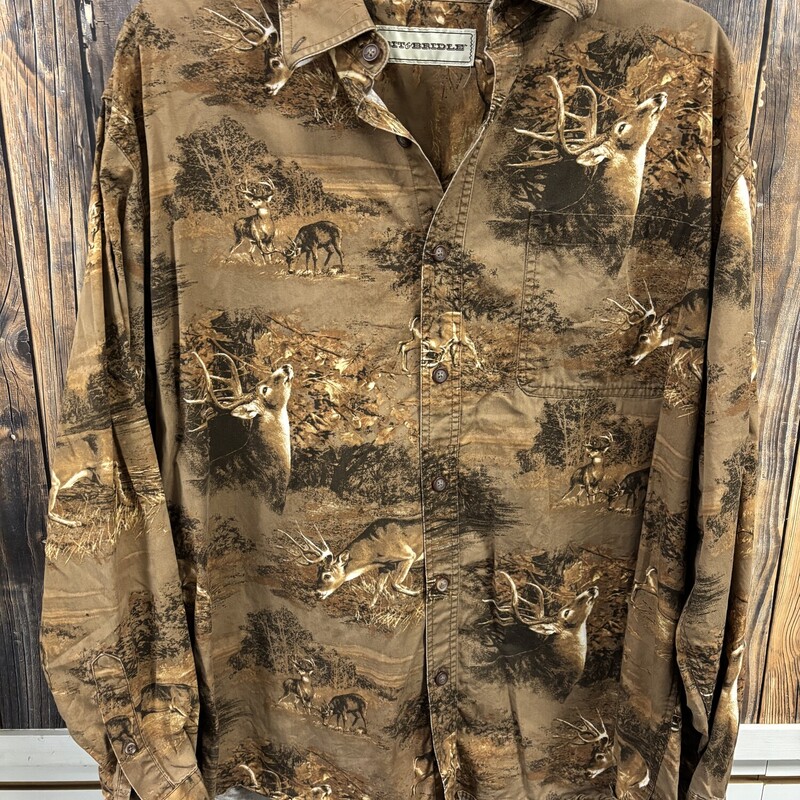 Camo Deer Button Up, Size: L