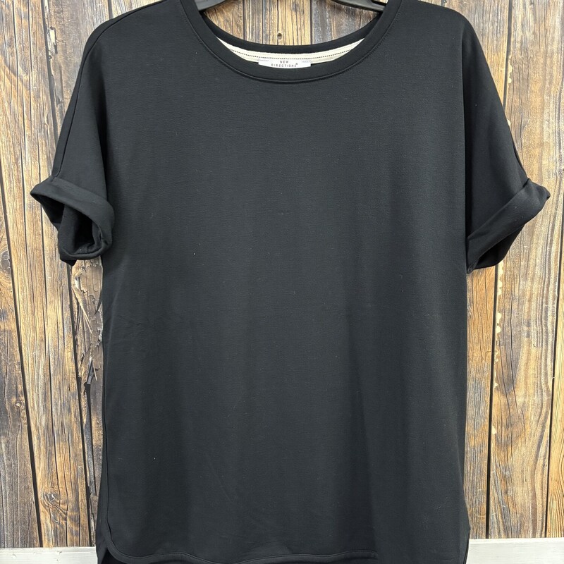 Black Rolled Sleeve Shirt, Size: M