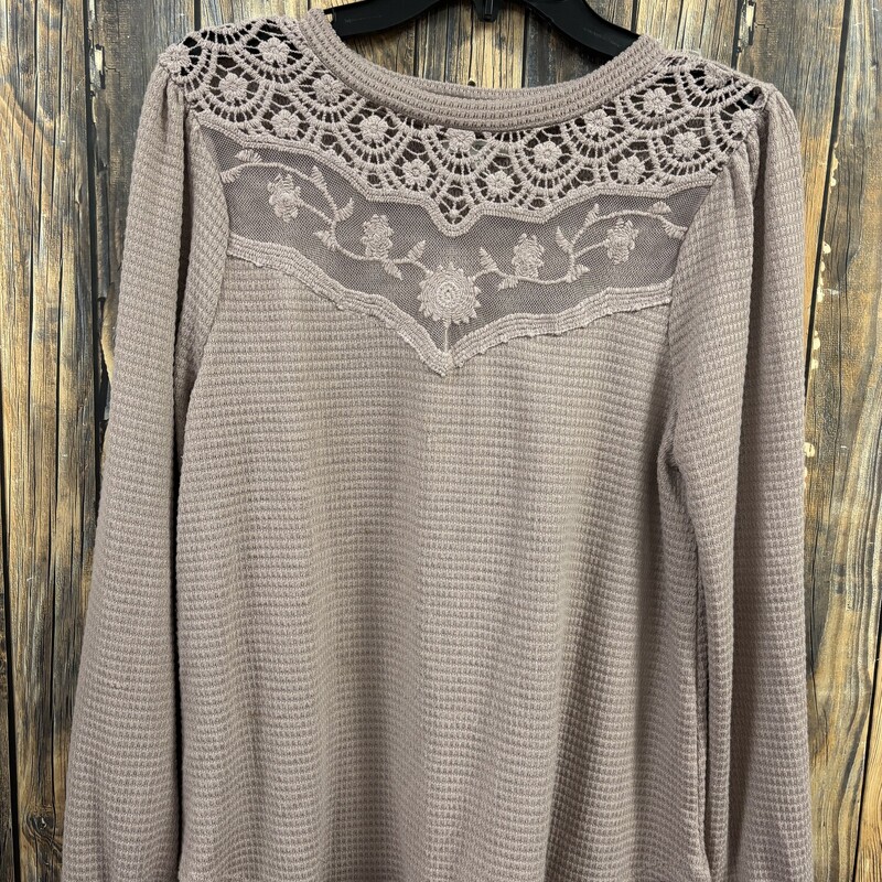 Mauve Lace Waffle Shirt, Size: M, Maurices