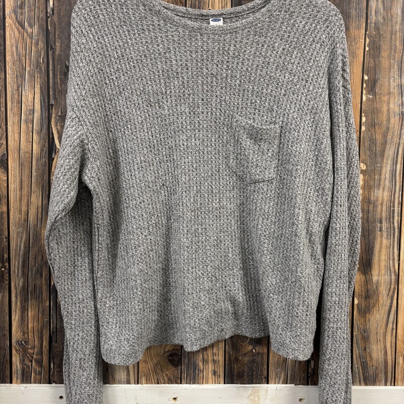 Gray Waffle Knit Shirt, Size: M, old navy