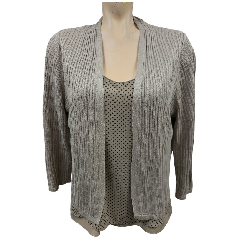 Tahari Cardigan 100% Line, Brown, Size: M