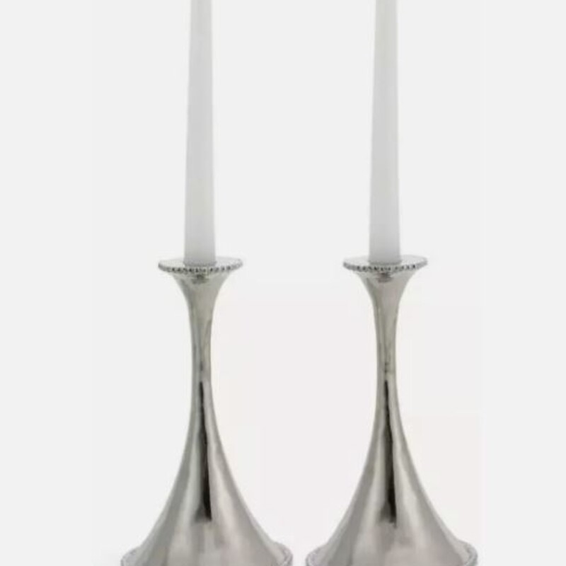 Set of 2 Micahel Aram Molten Candlesticks
Silver Size: 5 x 10.5H
Original box included