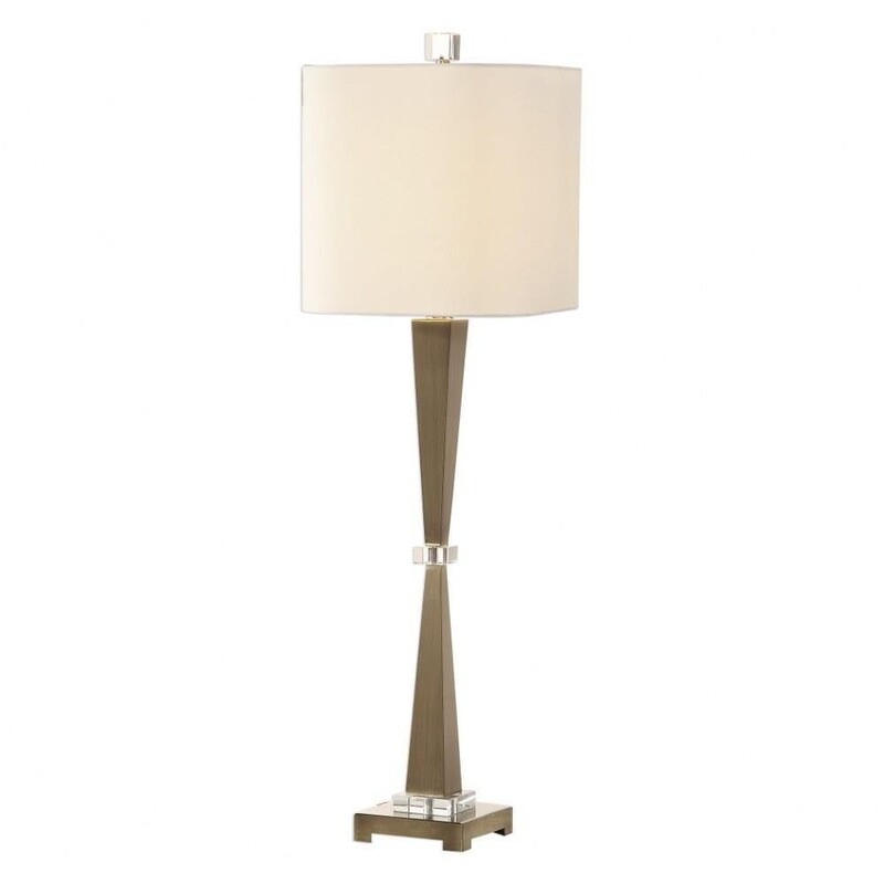 Uttermost Niccolai Modern Table Lamp
Gold Clear Cream Size: 13 x 36H
Square shade included, NOT round shade