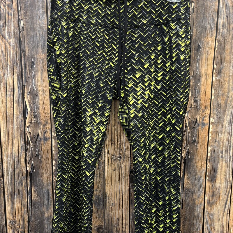 Green Black Athletic Capris, Size: S