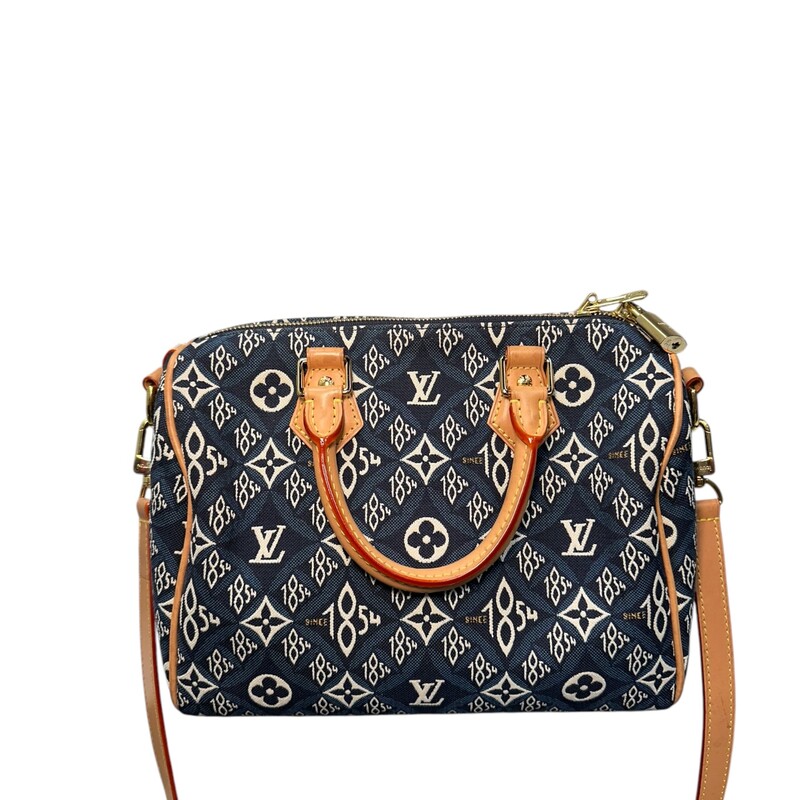 Louis Vuitton Speedy Bandouliere Bag Limited Edition Since 1854<br />
<br />
Date Code: DU4240<br />
<br />
Dimensions:<br />
10W x 7.5H x 6D inches<br />
4 handle drop inches<br />
23 strap drop inches<br />
<br />
In very good condition. Light patina on the leather throughout the bag. Comes with lock no key.<br />
<br />
Does not come original dust bag or box.