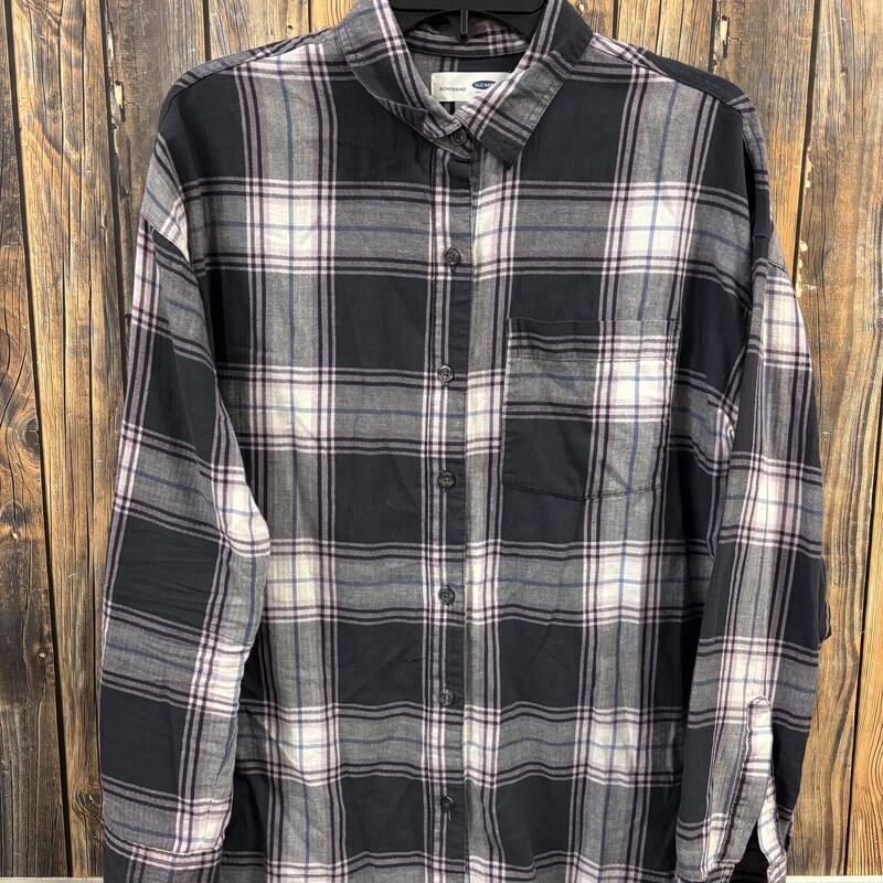 Purple Black Flannel, Size: M, Old Navy