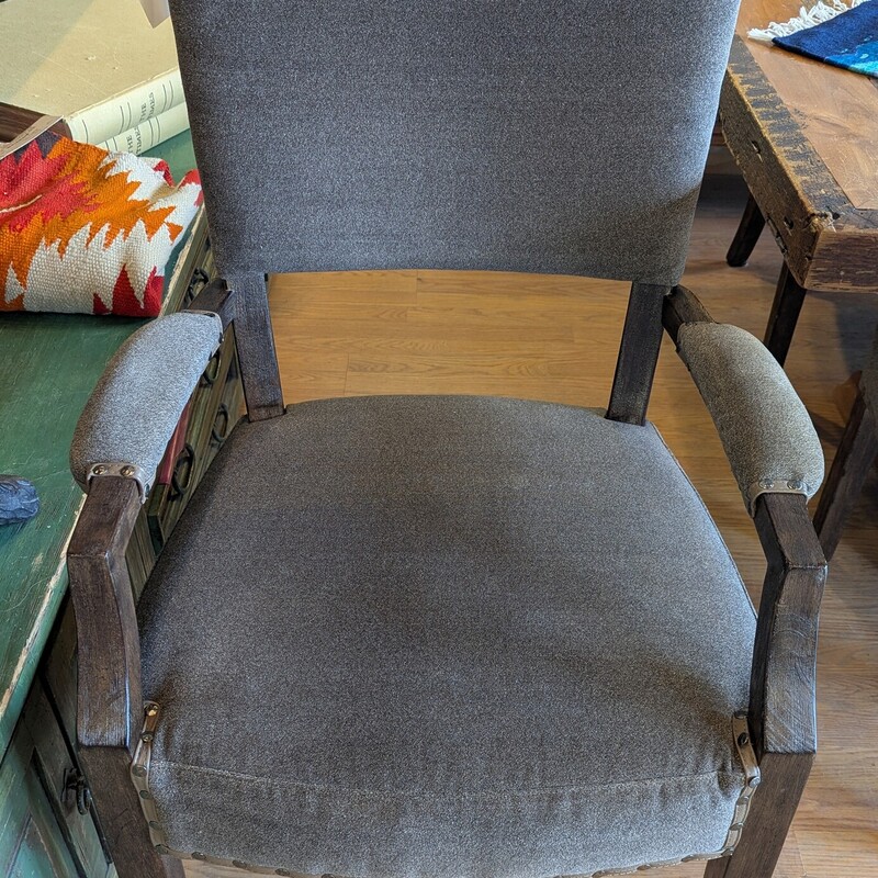 Bernhardt Dining Chairs 8, Gray/Moss, Mohair 21in x 21in x 40inH