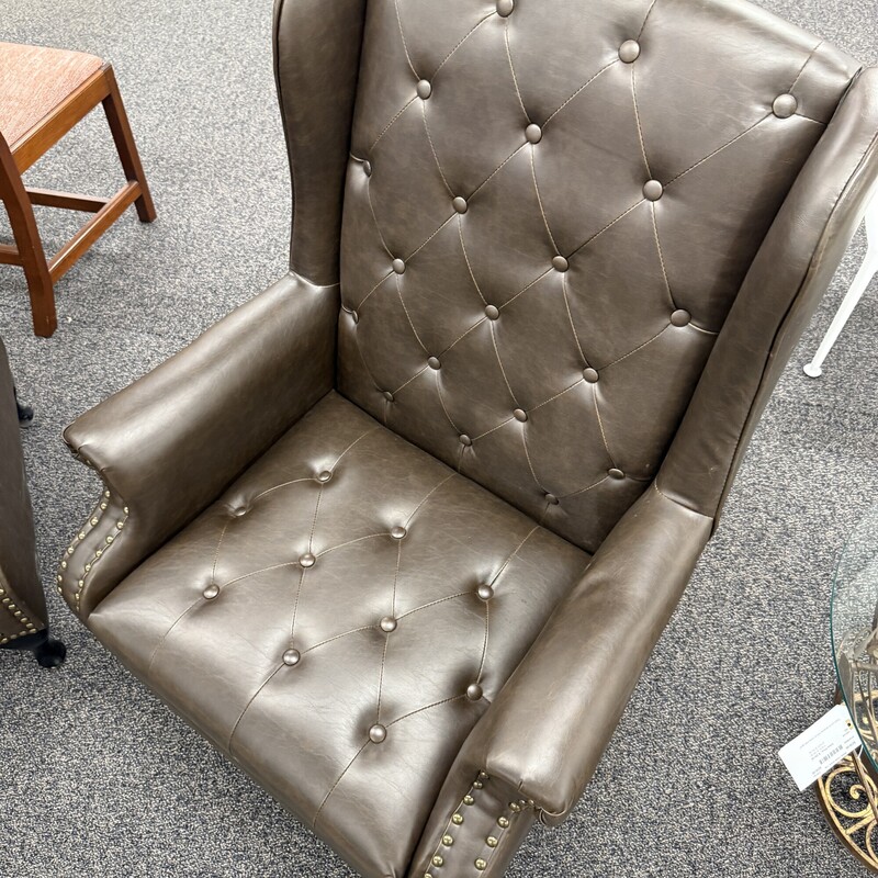 Leather Studded Chair, Brown. Retails for $600!