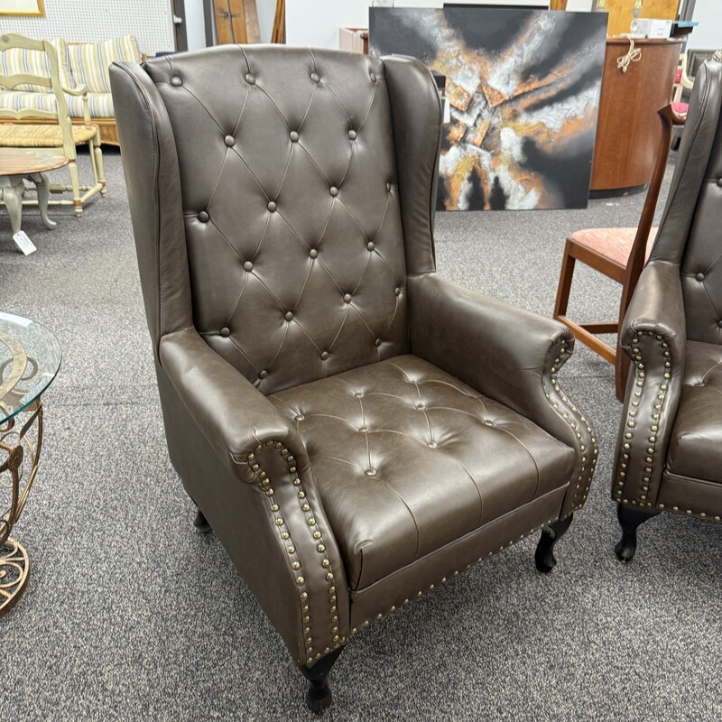 Leather Studded Chair, Brown. Retails for $600!