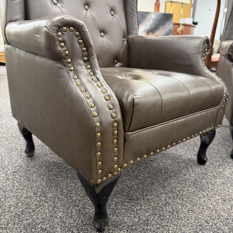 Leather Studded Chair, Brown. Retails for $600!