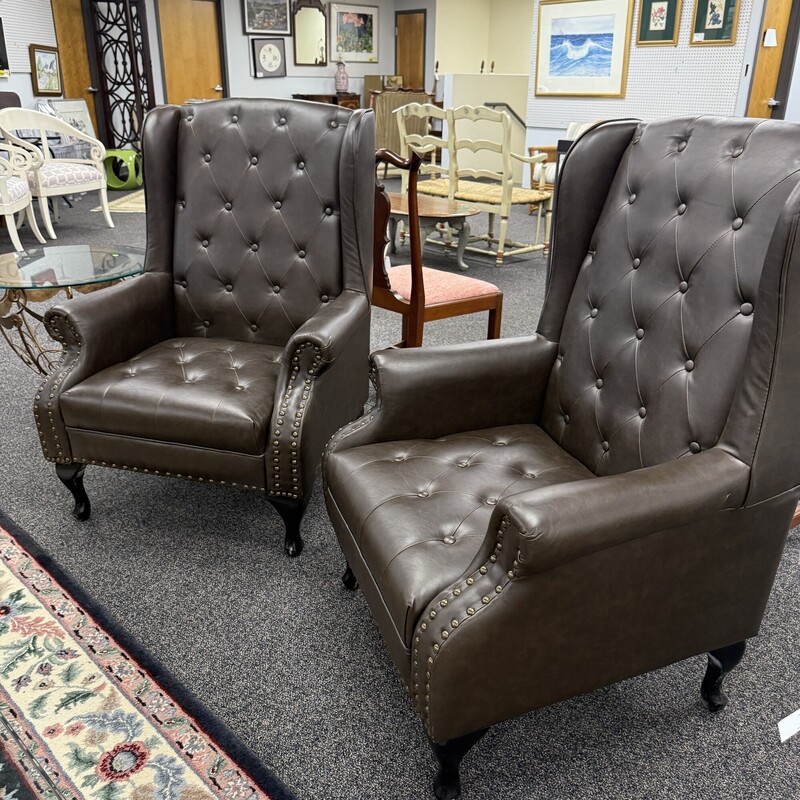 Leather Studded Chair, Brown. Retails for $600!