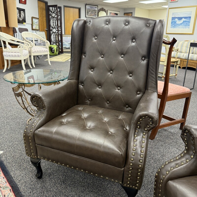 Leather Studded Chair, Brown. Retails for $600!