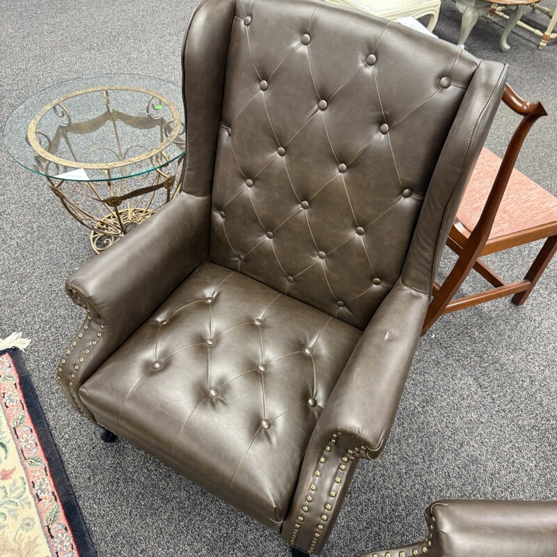 Leather Studded Chair, Brown. Retails for $600!