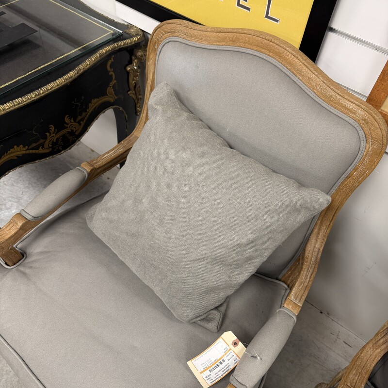 Ballard Designs Upholstered French Chair, Gray Upholstery. Price is for one chair.