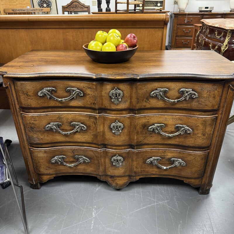 Ralph Lauren 3-Drawer Chest, French with Brass Keyholes (no key)
Size: 56x25x35