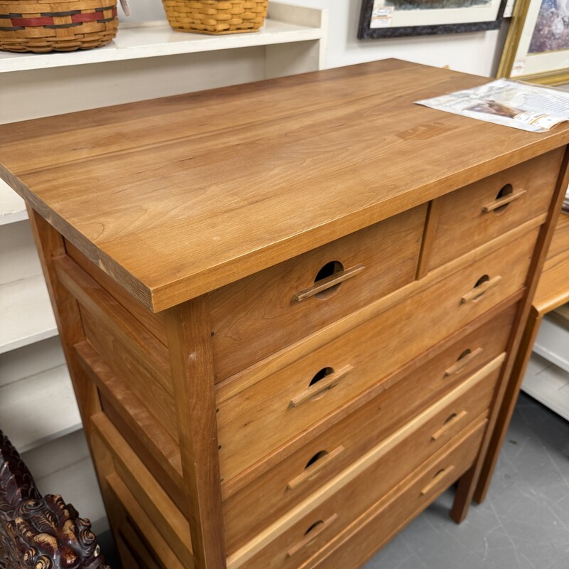 John Kelly 6-Drawer Fatboy Highboy, Cherry Wood, from the J1 Series Collection, designed in 1992. Could use some wood oil to bring out the shine.<br />
Size: 38x22x47