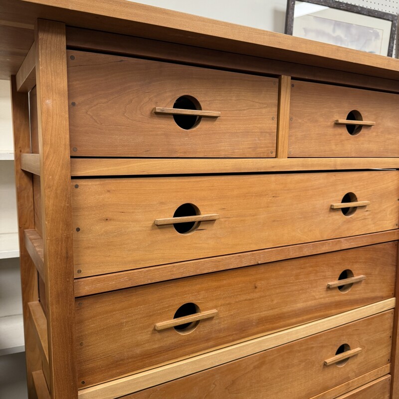 John Kelly 6-Drawer Fatboy Highboy, Cherry Wood, from the J1 Series Collection, designed in 1992. Could use some wood oil to bring out the shine.
Size: 38x22x47