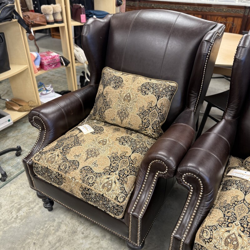 Tommy Bahama Leather Studded Chair by Lexington Furniture, Brown. Barely used and in pristine condition. Retails for over $3000!