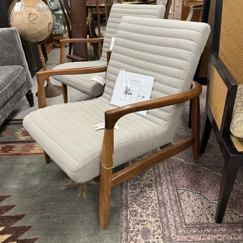 Room & Board `Callan` Chair, Gray Upholstered. Sold AS IS, has scuffs on the wood frame. Retails for $1,799!