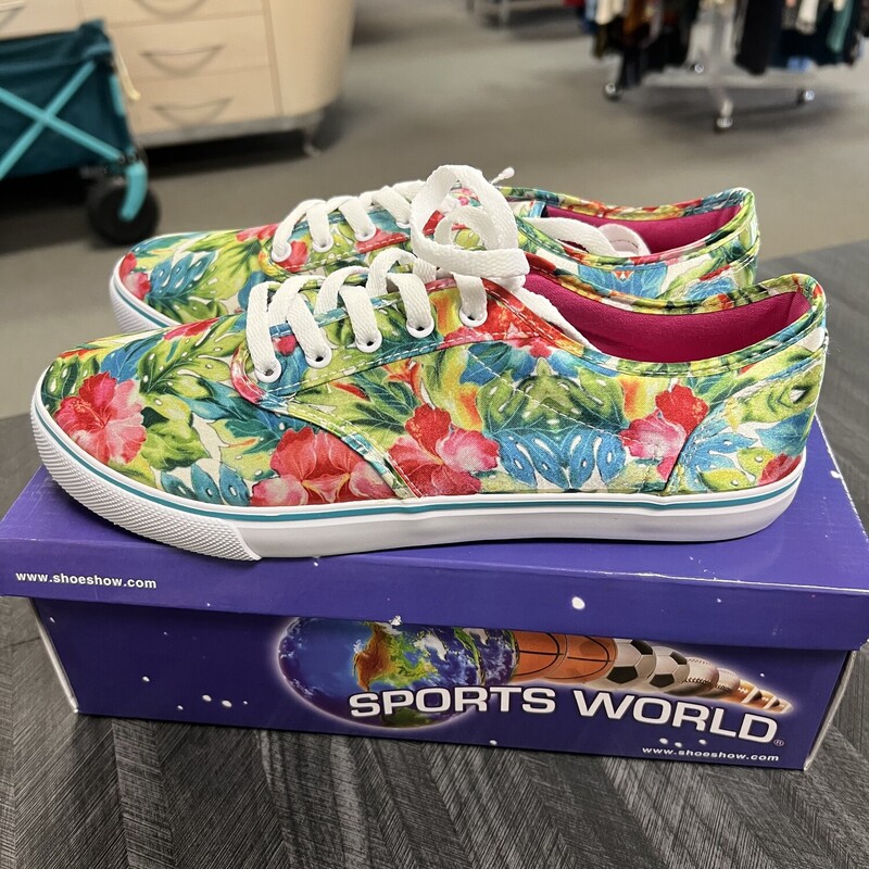 Flowered Sport Shoe New, Size: 10