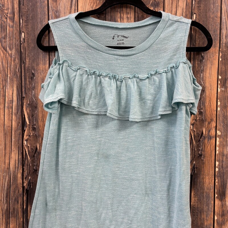 Blue Ruffle Tank Shirt, None, Size: 14/16