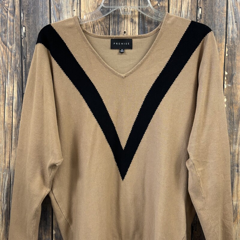 Brown Black V Sweater, Size: XS