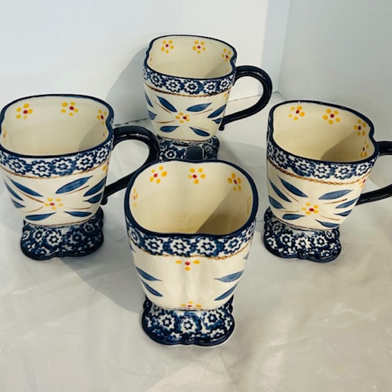 4 Temptations Old World Mugs
Blue White Yellow Brown
Size: 5.5x5H