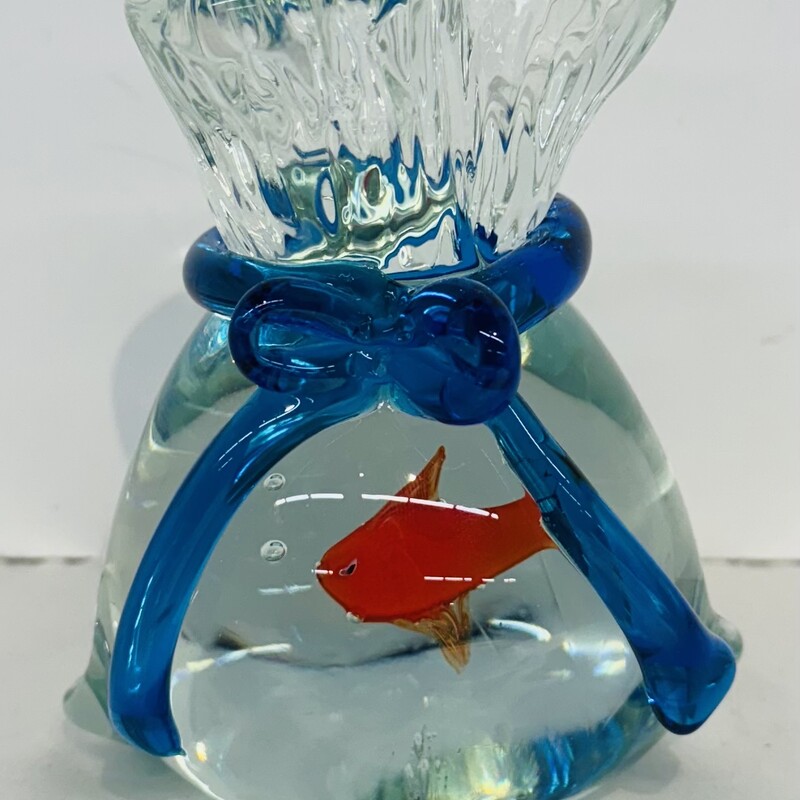 Art Glass Fish In Bag
Clear Blue Orange
Size: 4x4.5H