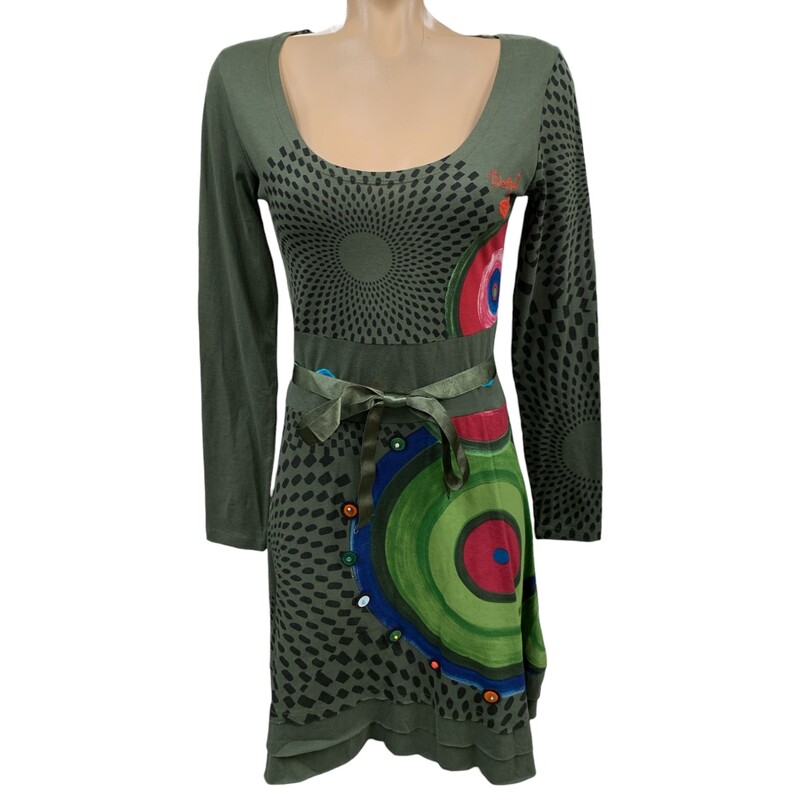 Desigual Dress, Olvgren, Size: S