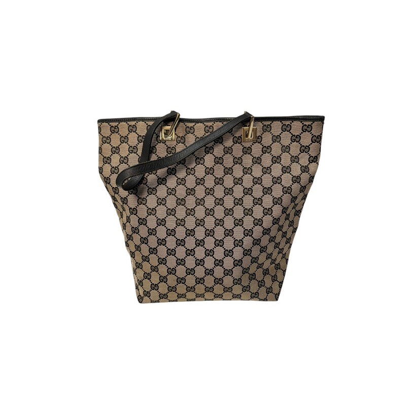 Gucci GG Canvas Tote Navy<br />
<br />
Style Code:002 1098<br />
Dimensions:<br />
Strap Drop: 8in<br />
Height: 9.25in<br />
Width: 10.75in<br />
Depth3.75in<br />
<br />
In very good condition. Light corner wear.<br />
<br />
Does not come with original dust bag or box.