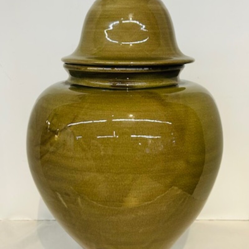 Moss Lidded Ginger Jar
 Green, Size: 10x20H