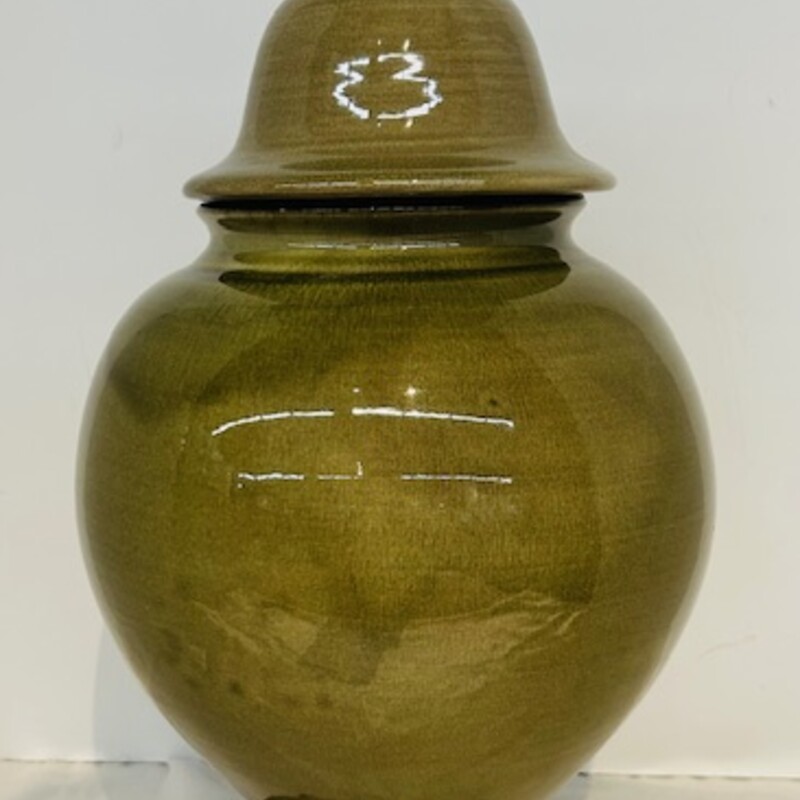 Moss Lidded Ginger Jar
 Green, Size: 8x16H