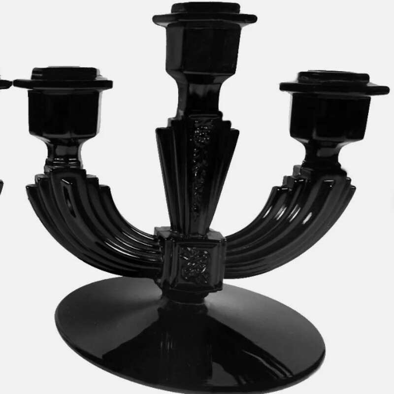 Vintage Tiffin Triple Branch Candlestick Holder
Black, Size: 7x6.5H