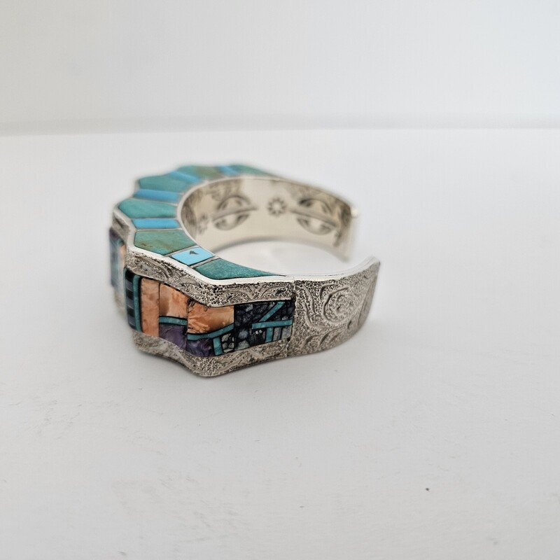 Inlaid Turquoise Cuff, Sterling, Size: Asian