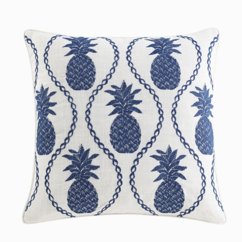 Tommy Bahama Pineapple Embroided Pillow
Blue and White
 Size: 20x20