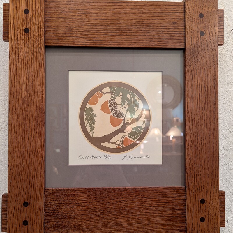 Yoshiko Yamamoto Acorn, S/N, Oak Frame 16.5 x 18