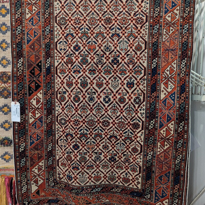 Persian Handmade Wool Old, Rust/blu, Size: 3.6 X 9.2