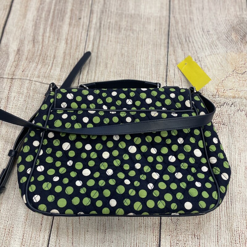 Vera bradley purse/crossbody navy with green white dots. This has a handle on the top also that can be used. Many pockets and compartments to be used.