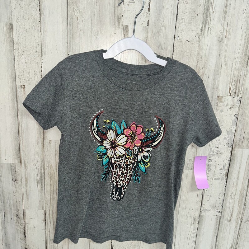 6 Grey Bull Skull Tee