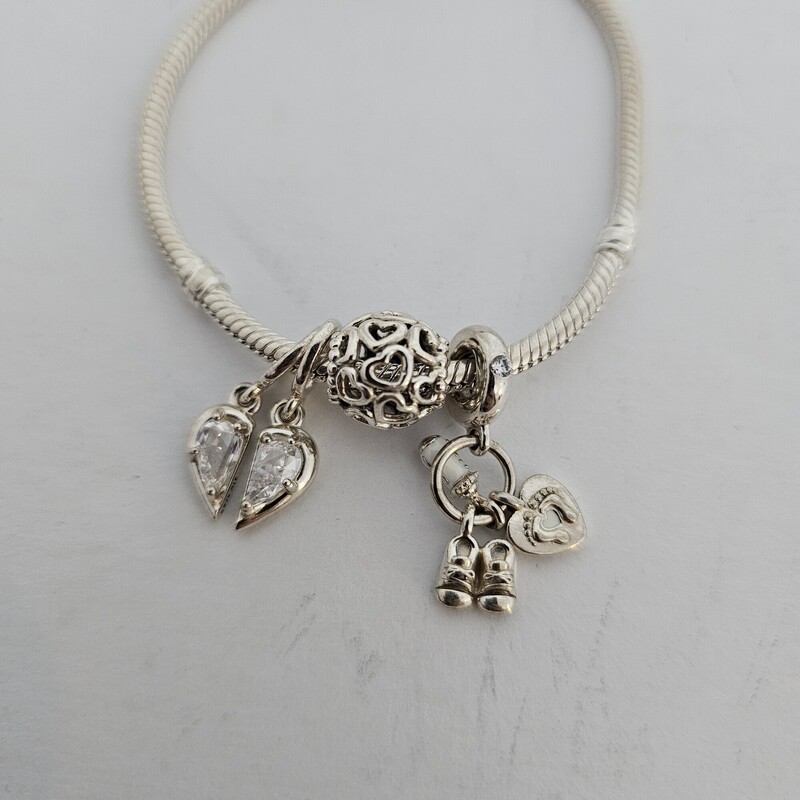 Pandora With Charms, Sterling, Size: Hearts