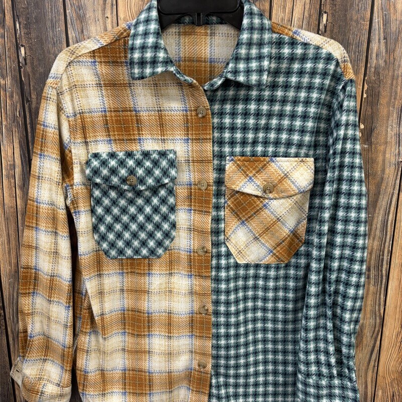 Green Checkered Shacket, Size: S