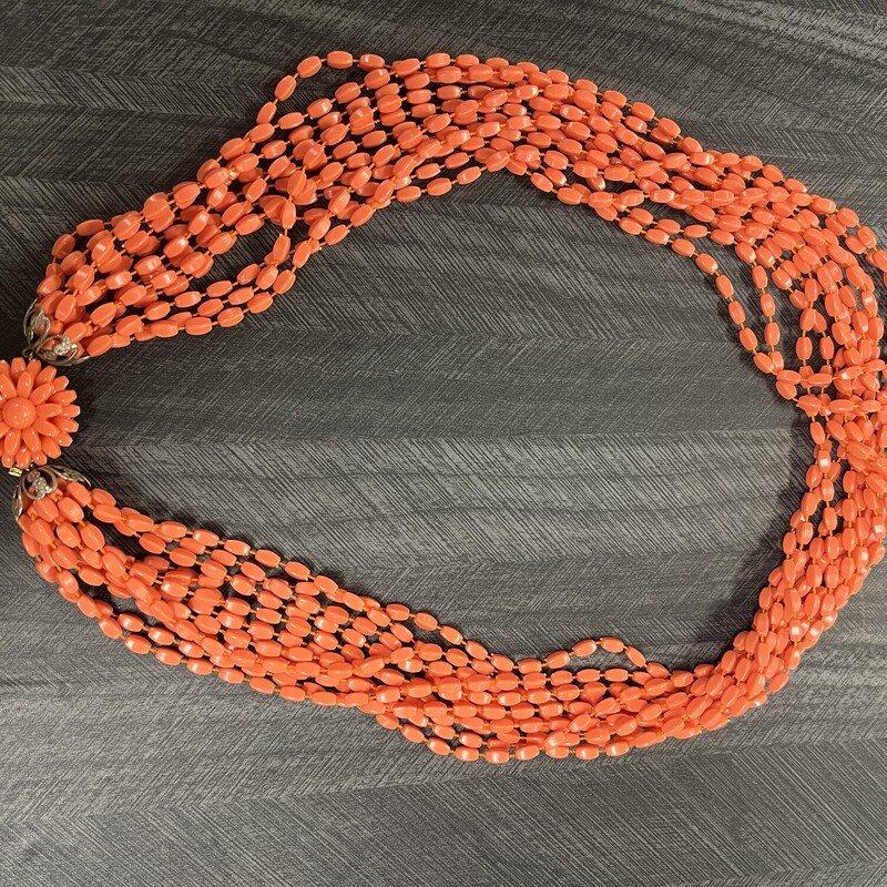 Vtg Coral Beaded Necklace