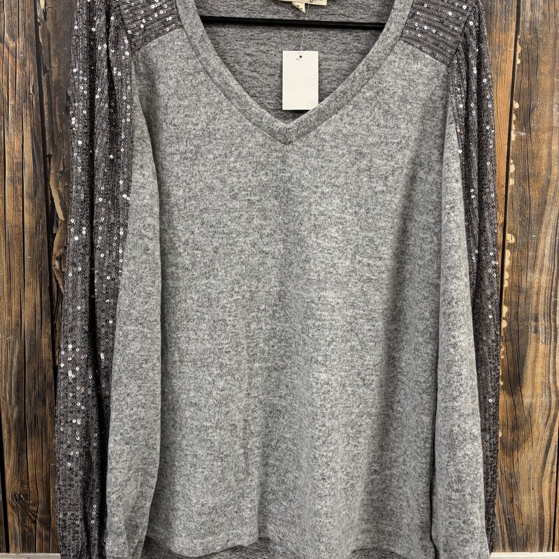 NWT Gray Sequin Shirt, Size: M