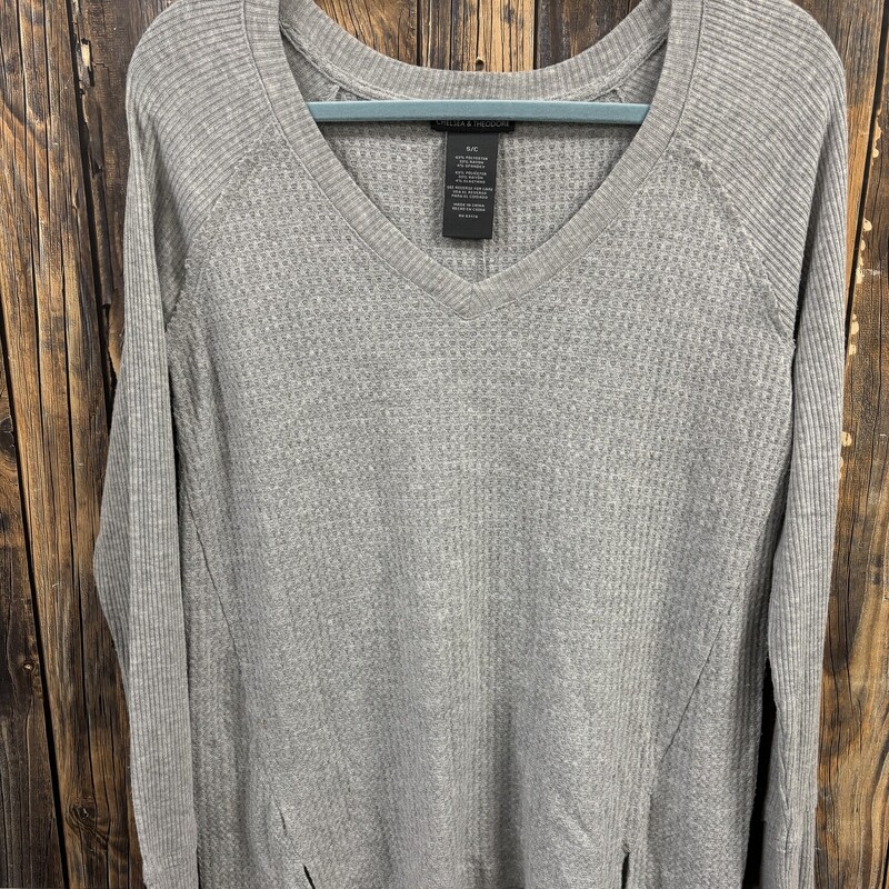 Gray Waffle Knit Shirt, Size: S