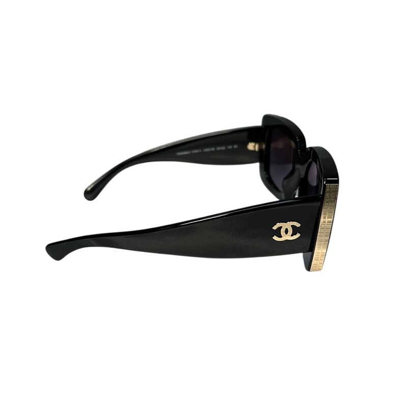 Chanel Black Square Rectangle Gold & Gray<br />
<br />
Polarized Sunglasses<br />
<br />
Style Code: 5435-A<br />
<br />
In excellent condition. Very minimal scratches on the lenses.<br />
<br />
Comes with original case and box.