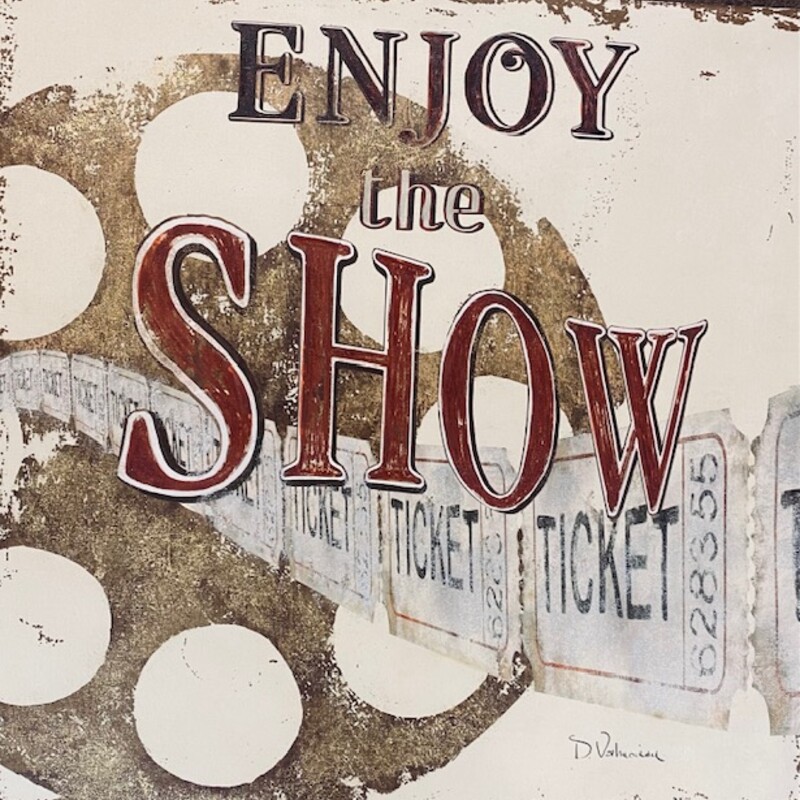 Enjoy The Show Movie Canvas
Cream Tan Red Silver Canvas
Size: 30x30