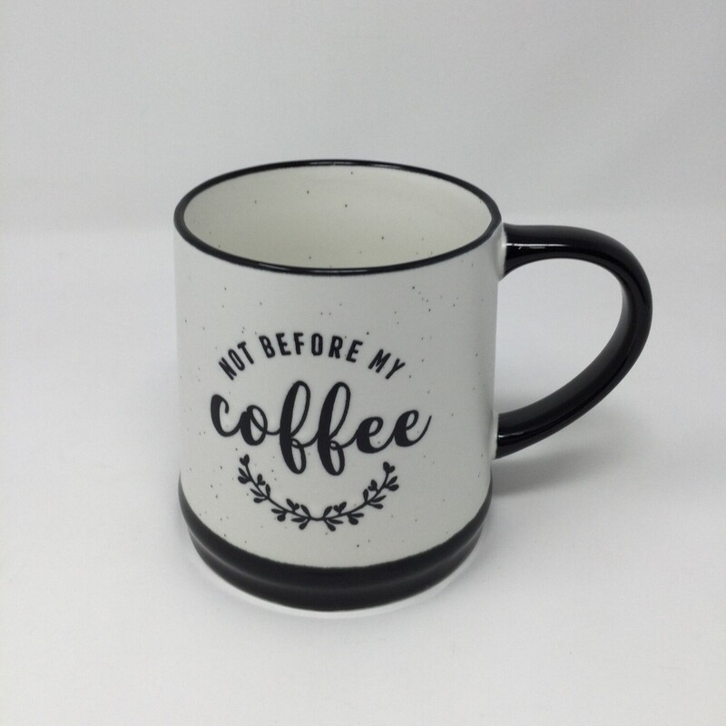 Not Before My Coffee Mug,
Cream/Black,
Size: 4.75 X 4 In